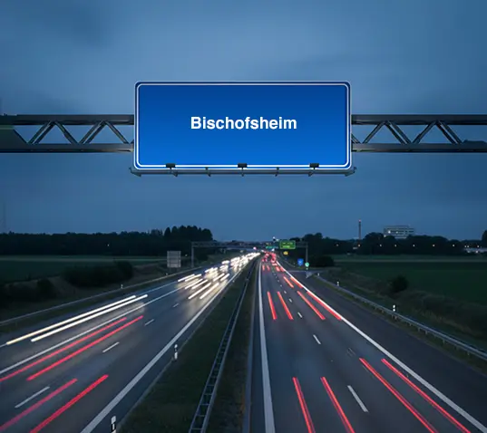 Autobahnschild Richtung Bischofsheim