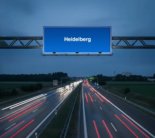 Motorway sign towards Heidelberg