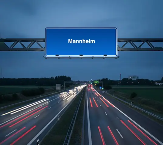 Motorway sign towards Mannheim